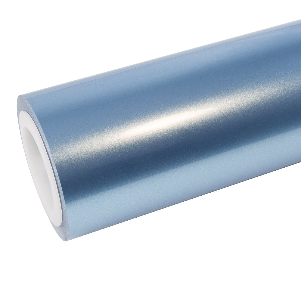 Glossy Metallic Silver Lake Blue Vinyl Wrap