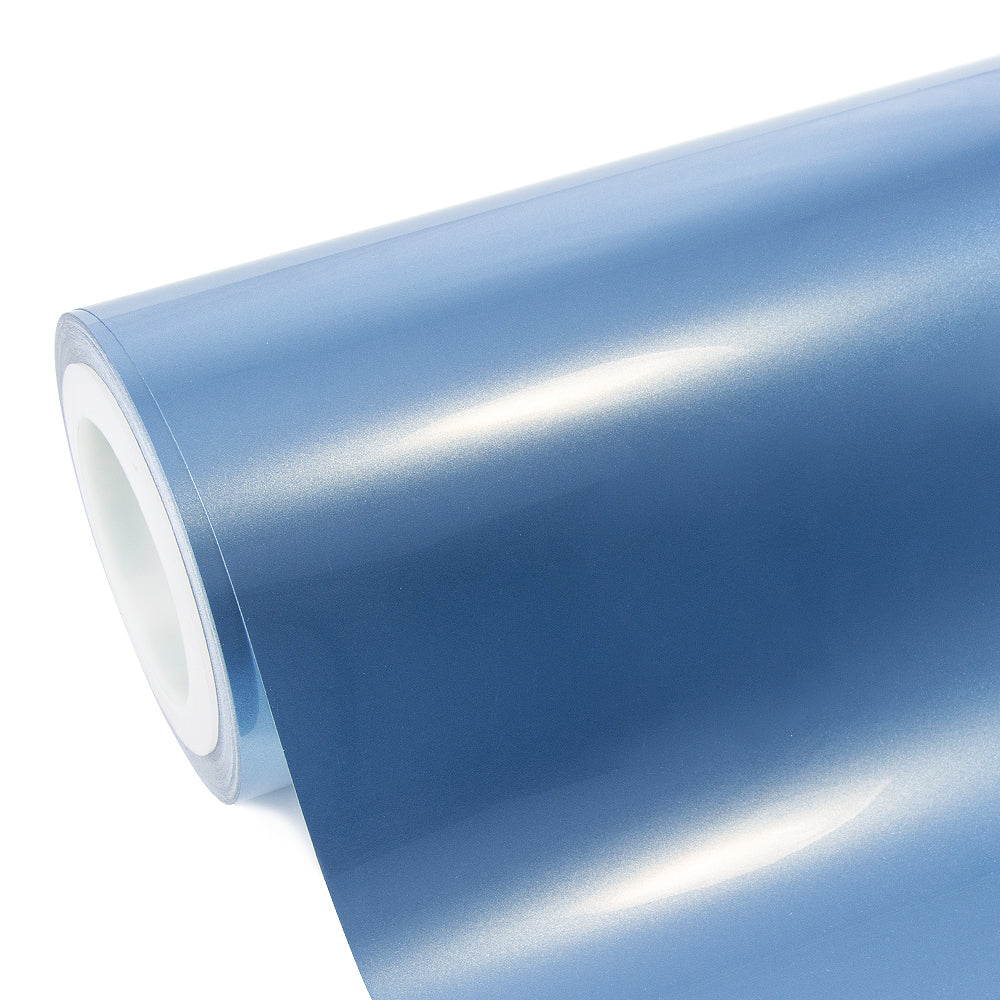 Glossy Metallic Silver Lake Blue Vinyl Wrap