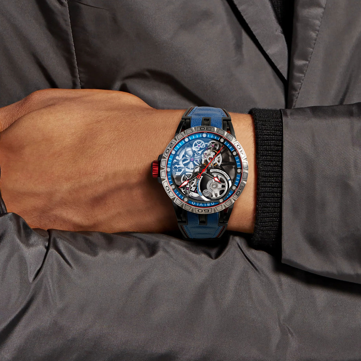 OBLVLO Designer Skeleton Sport Automatic Mechanical Watch For Men Rubber Strap Sapphire Shockproof Waterproof Diameter 47mm LM