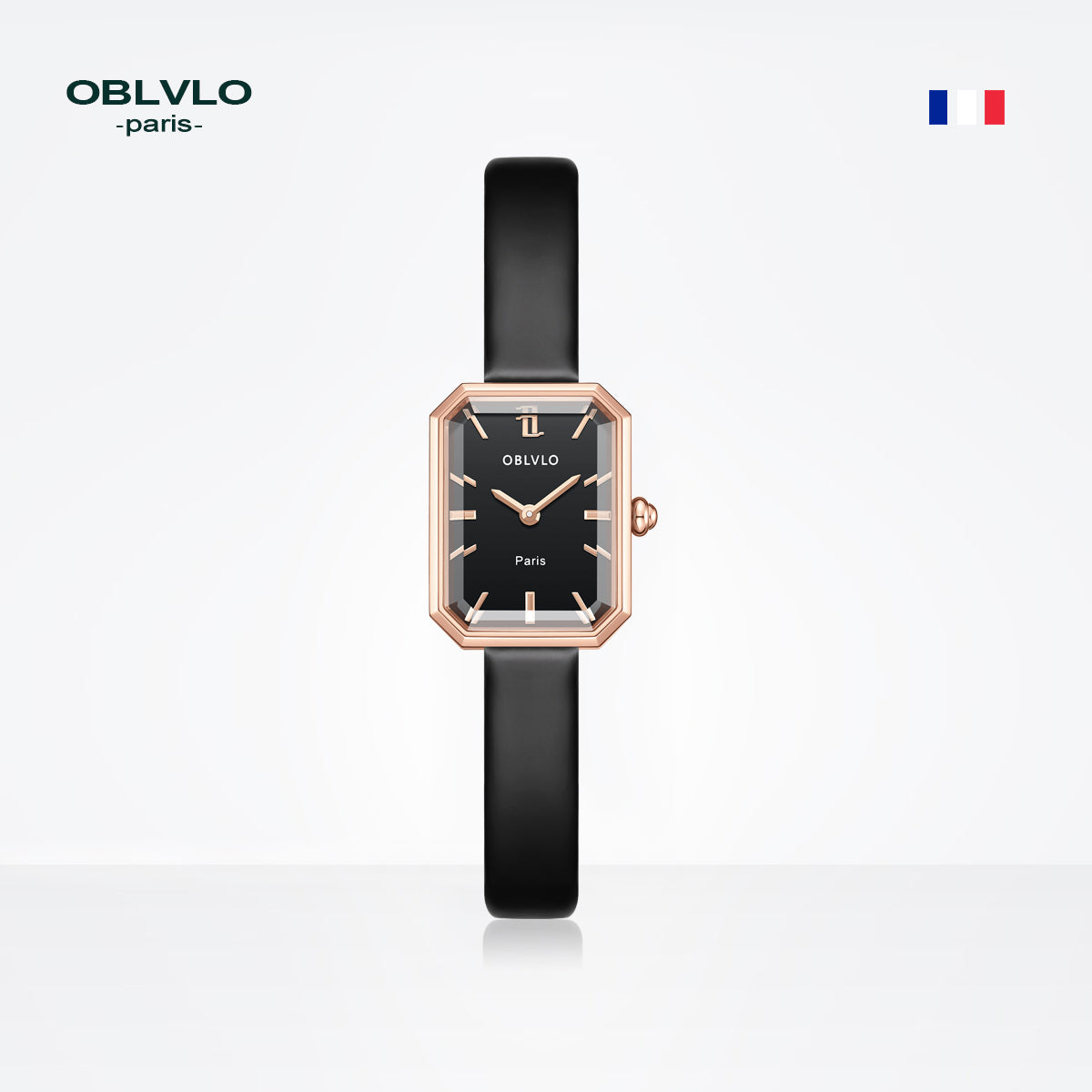 OBLVLO Luxury Green Quartz Watch for Women Malachite Leather Strap Sapphire Waterproof Exquisite Romantic Rectangle Clock LW