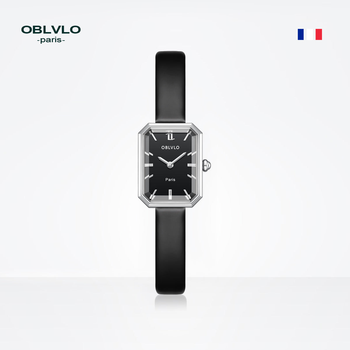OBLVLO Luxury Green Quartz Watch for Women Malachite Leather Strap Sapphire Waterproof Exquisite Romantic Rectangle Clock LW