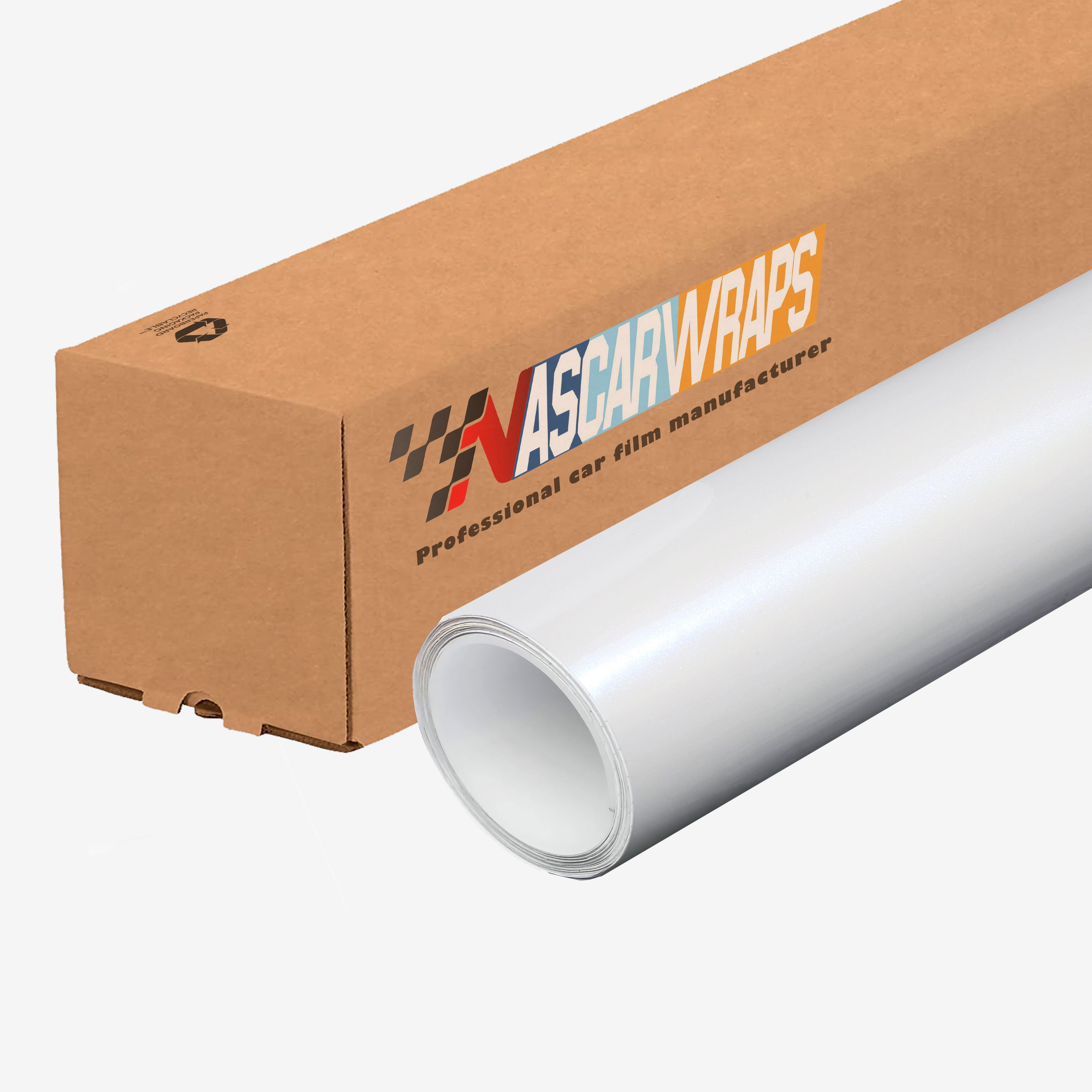 High Gloss White Metallic Vinyl Wrap 03