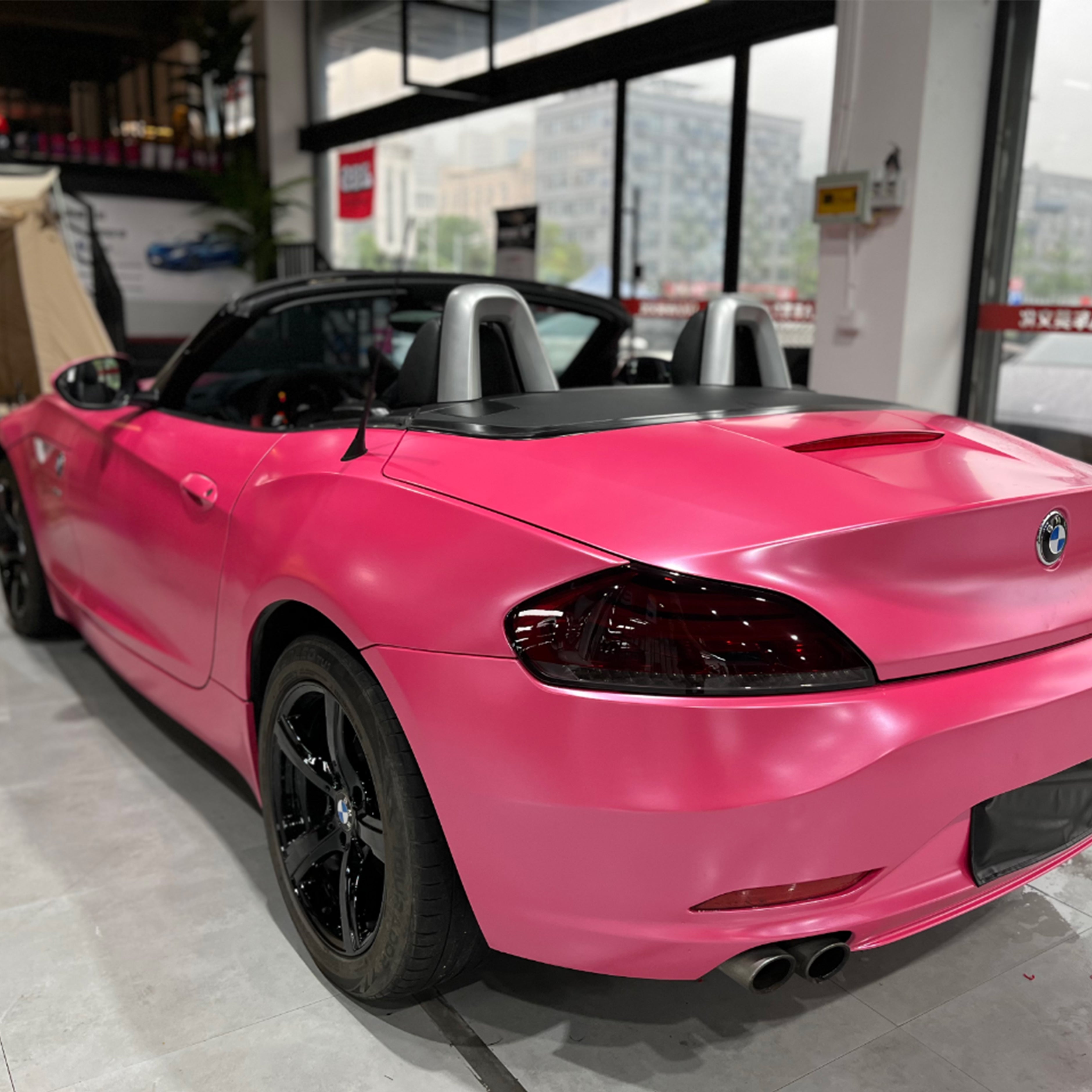 BMW Z4 satin pink metallic vinyl wrap 2023 05