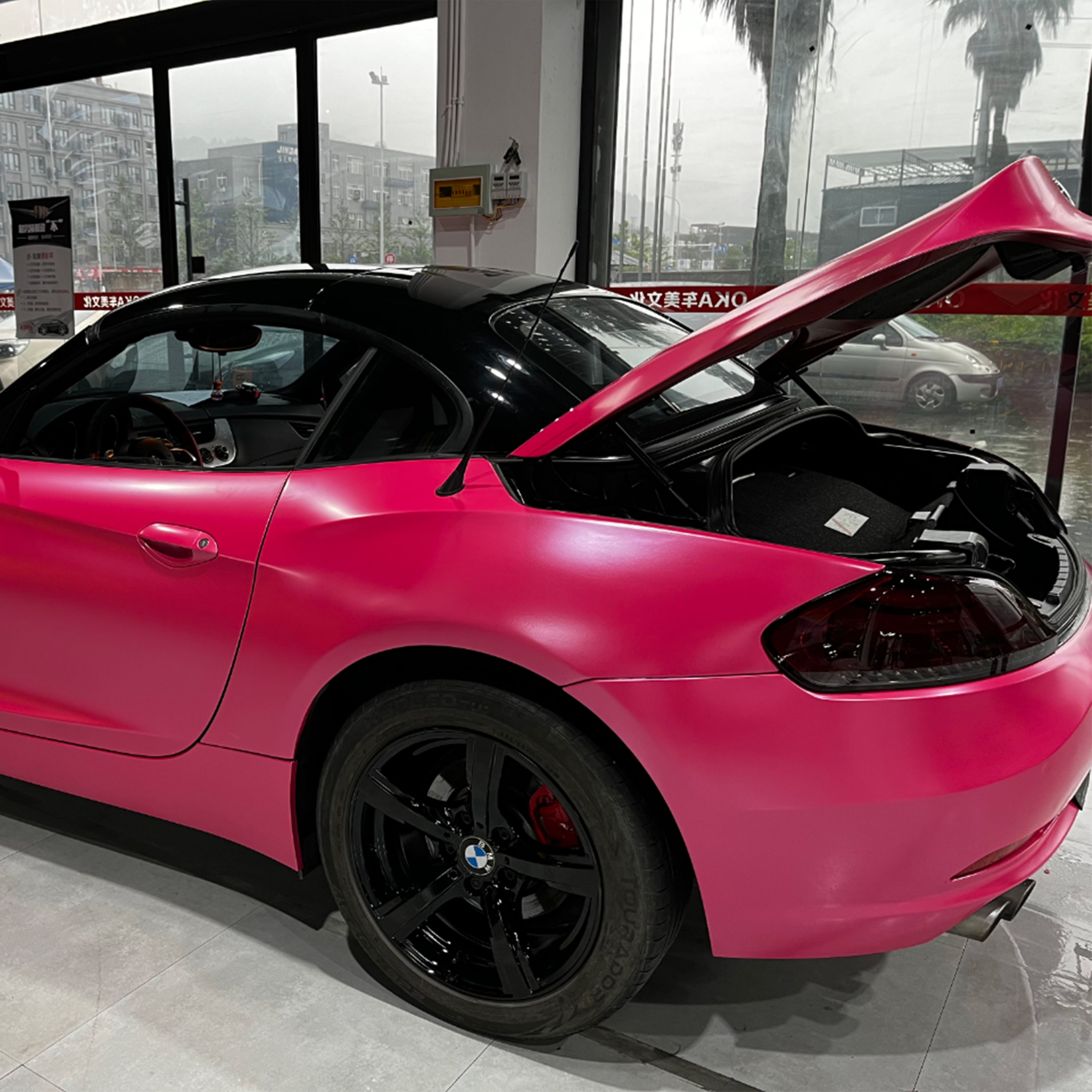 BMW Z4 satin pink metallic vinyl wrap 2023 06