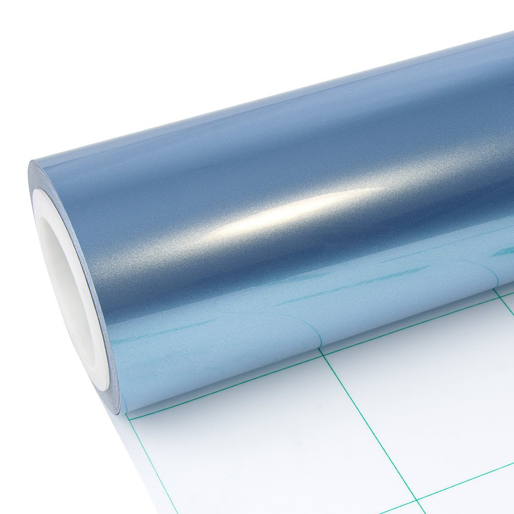 Glossy Metallic Silver Lake Blue Vinyl Wrap