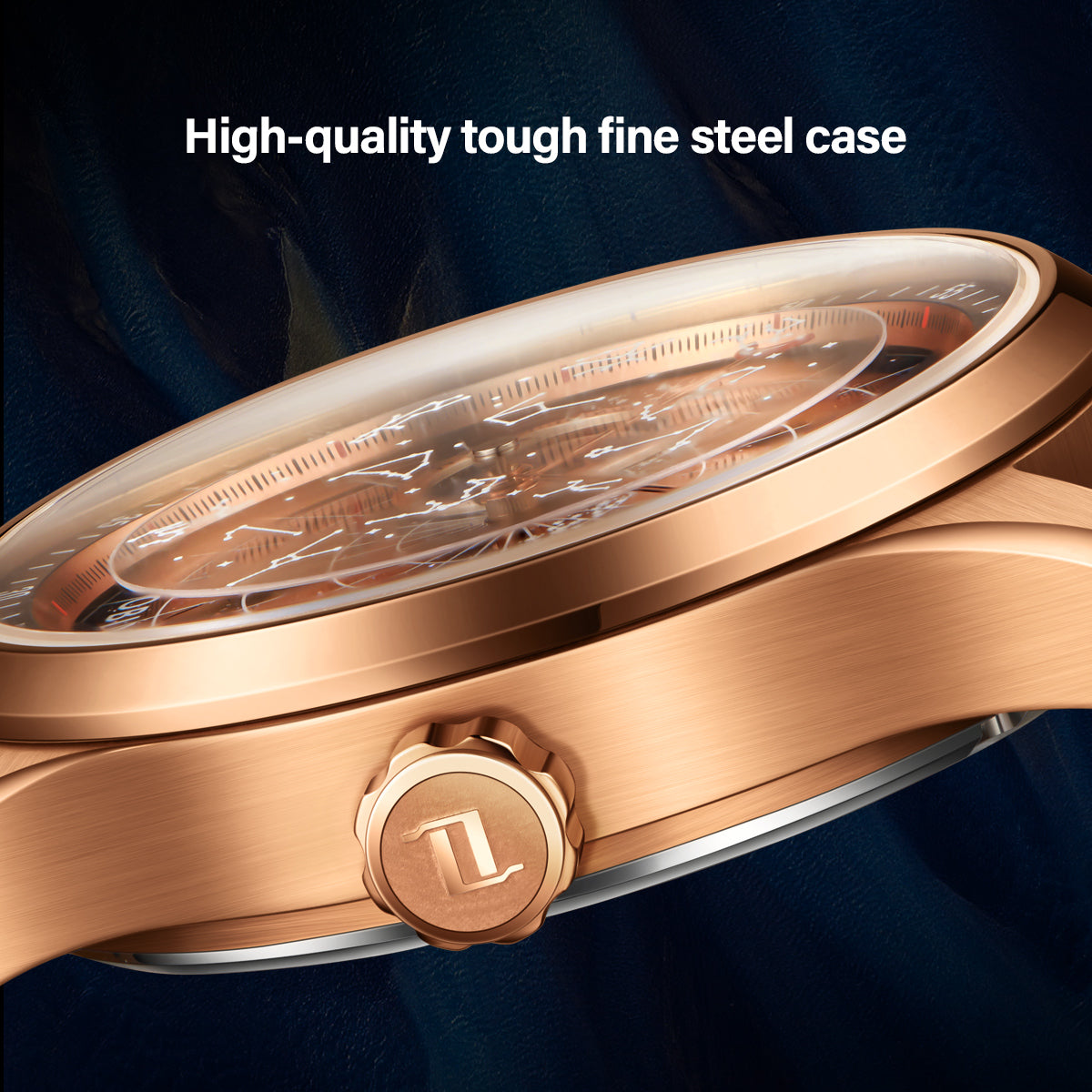 OBLVLO 12 Constellation Fashion Automatic Mechanical Watch for Men Luminous Earth Star Leather Strap Waterproof Gift Clock GC