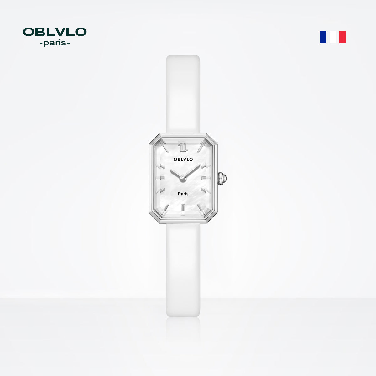 OBLVLO Luxury Green Quartz Watch for Women Malachite Leather Strap Sapphire Waterproof Exquisite Romantic Rectangle Clock LW