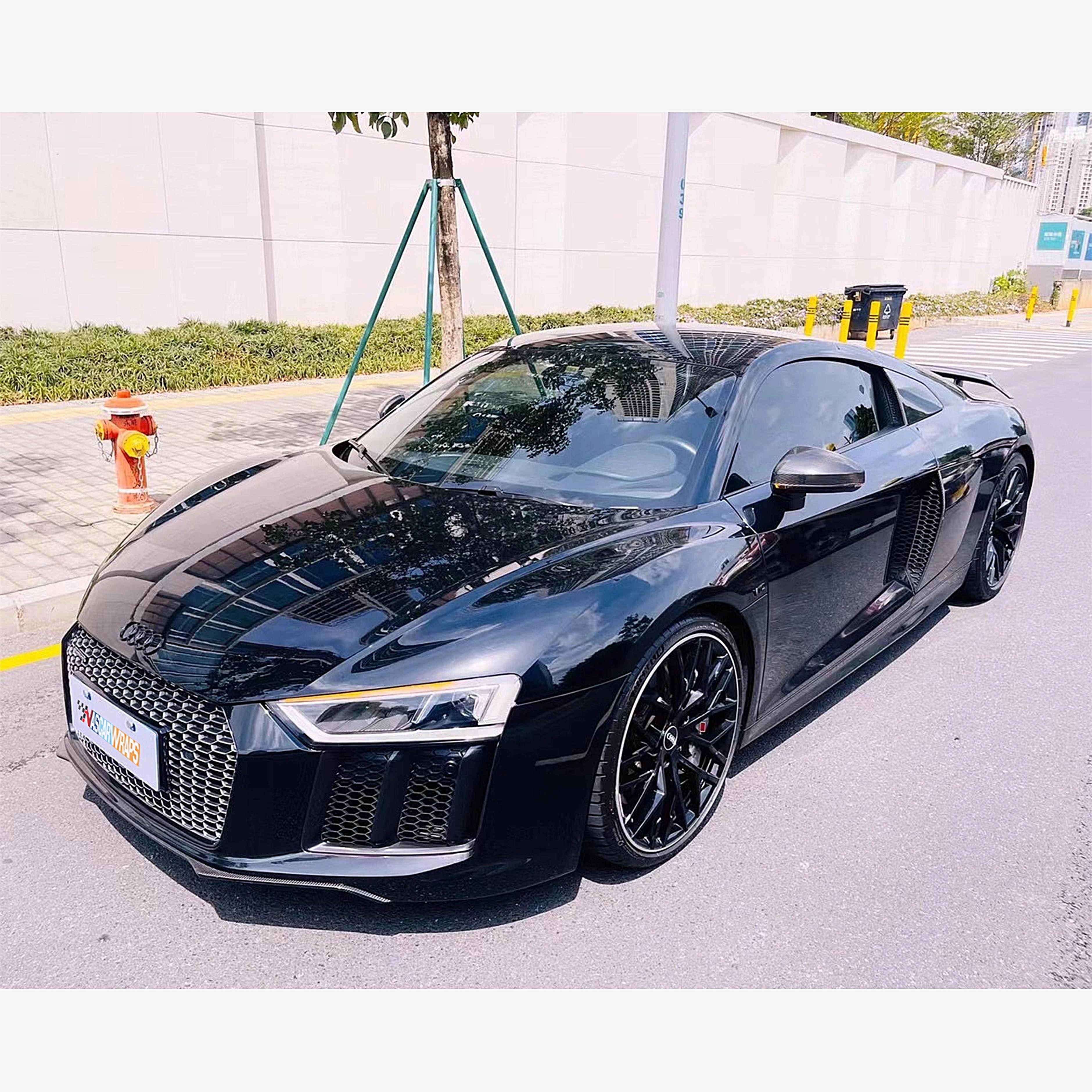 High Gloss Piano Black Vinyl Wrapping In Audi R8