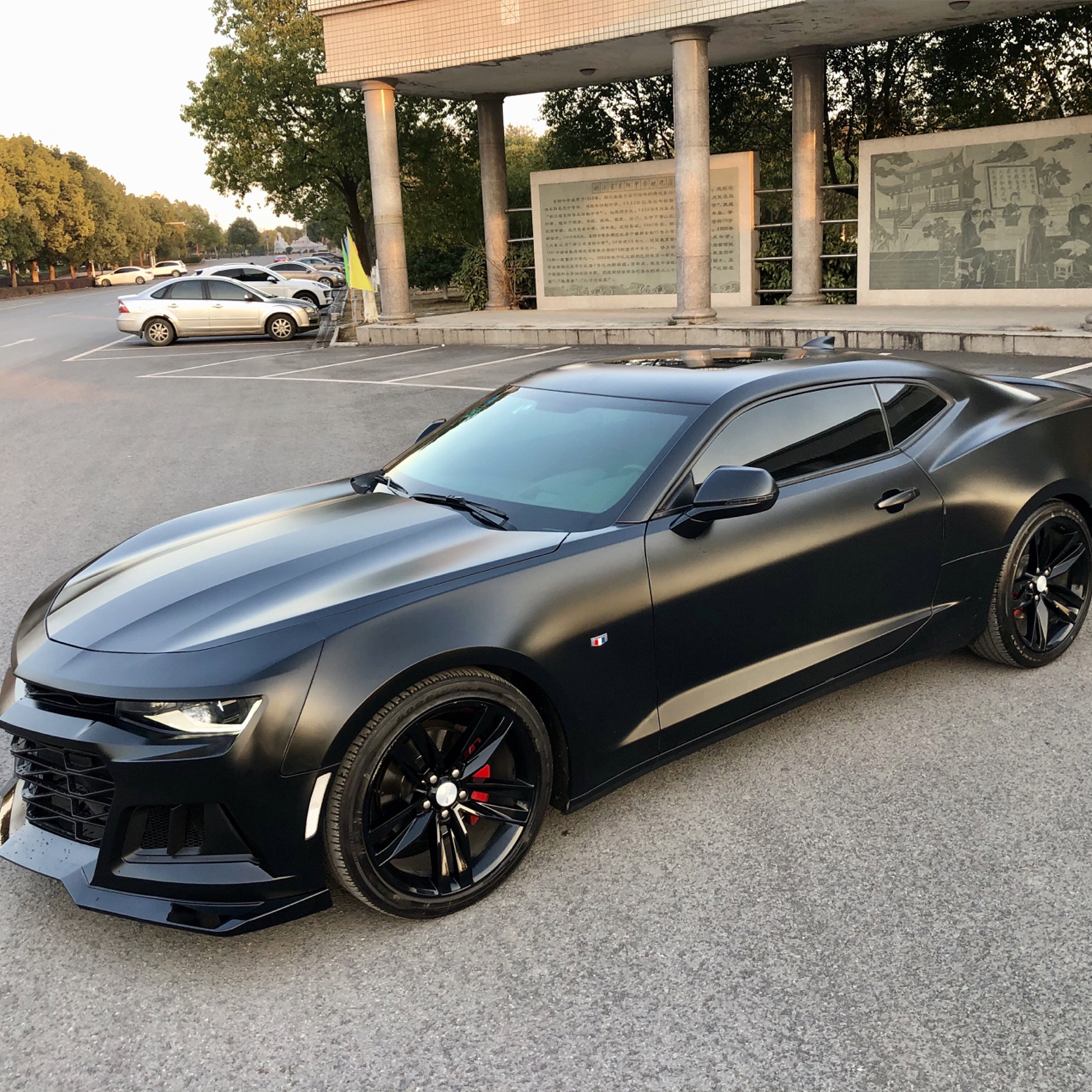 Chevrolet Camaro satin black vinyl wrap 2022 02