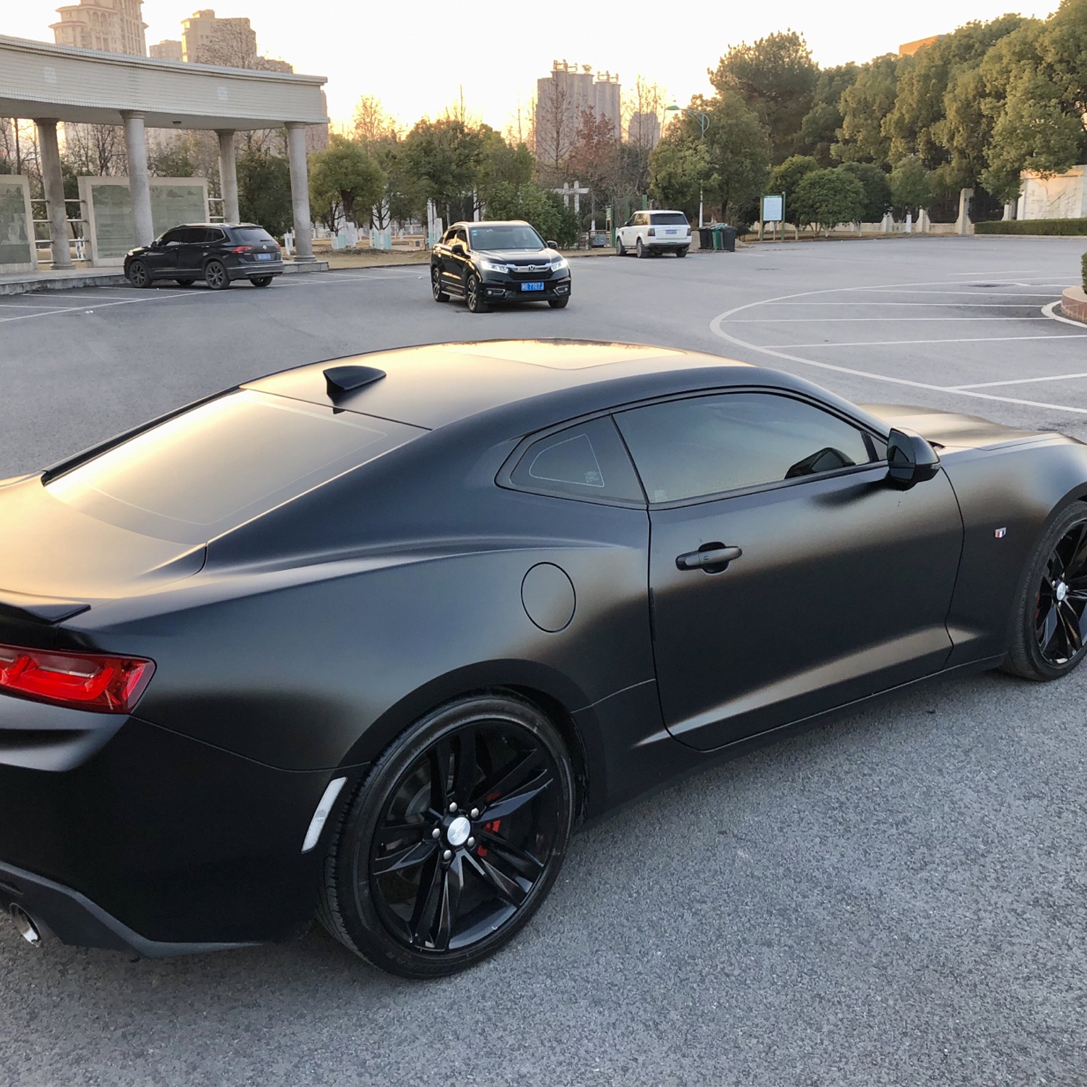 Chevrolet Camaro satin black vinyl wrap 2022 05