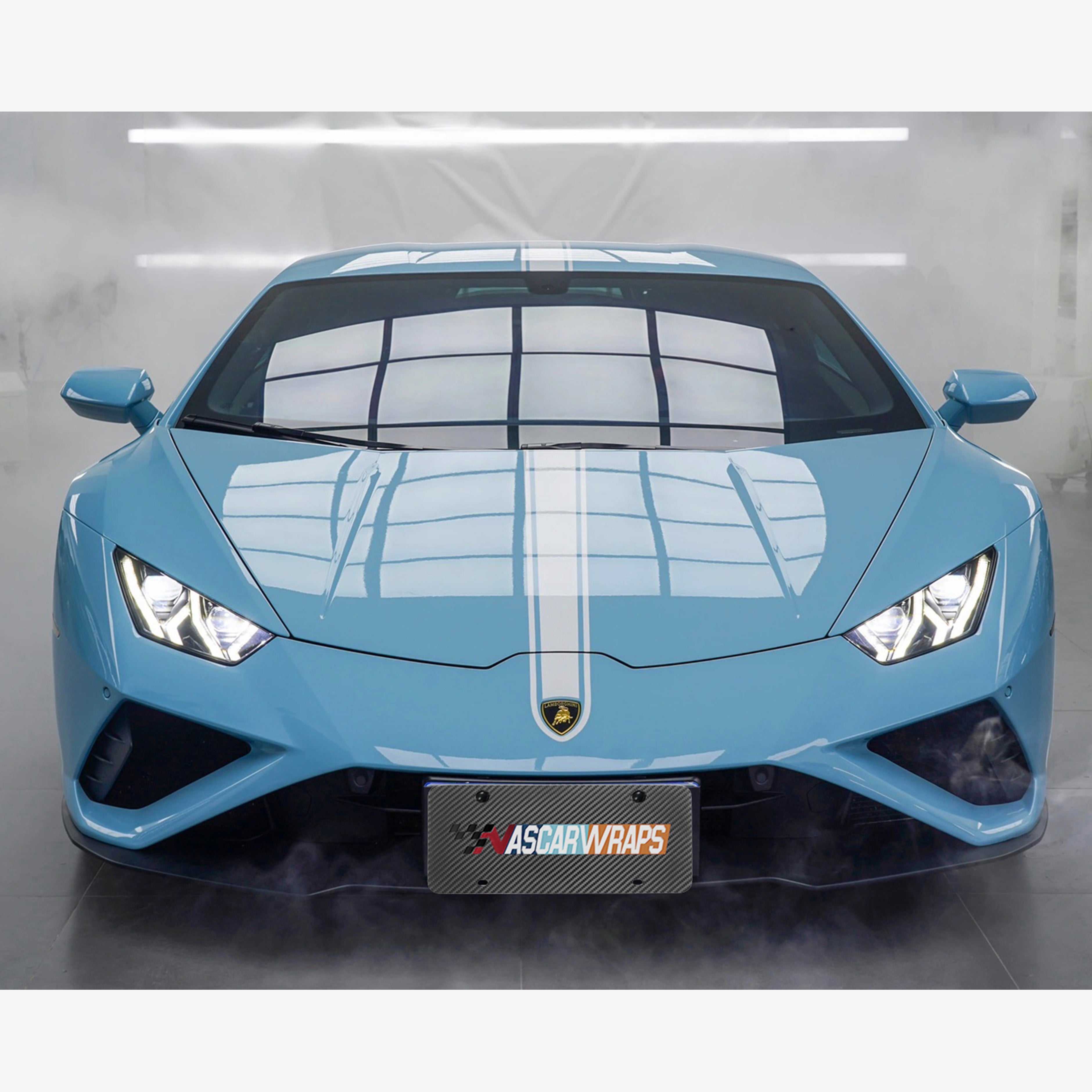 Lamborghini Huracan Evo Gloss Sea Breeze Blue Vinyl Wrap 05
