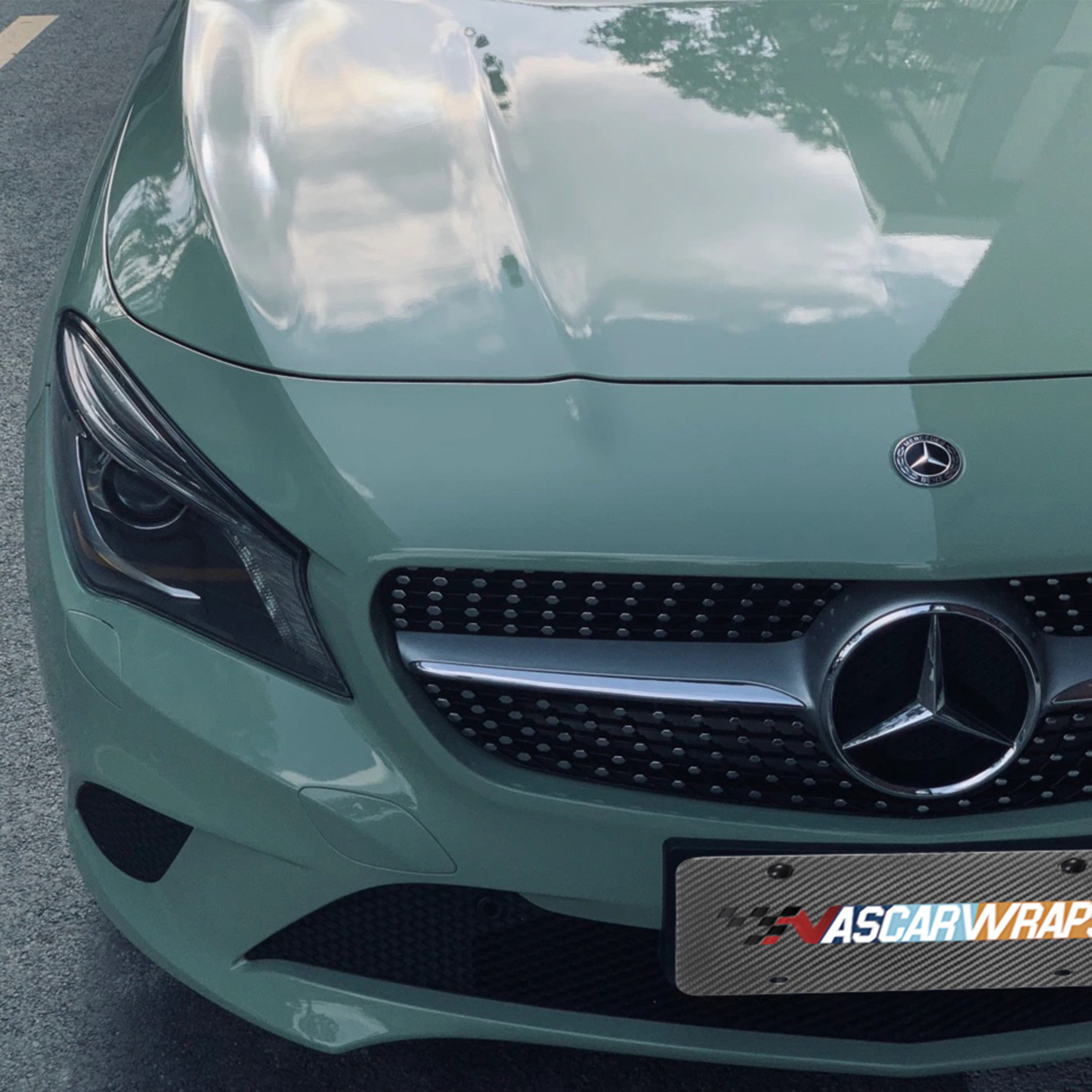 Mercedes Benz Cla 200 Khaki Green Gloss Vinyl Wrap 2023 05