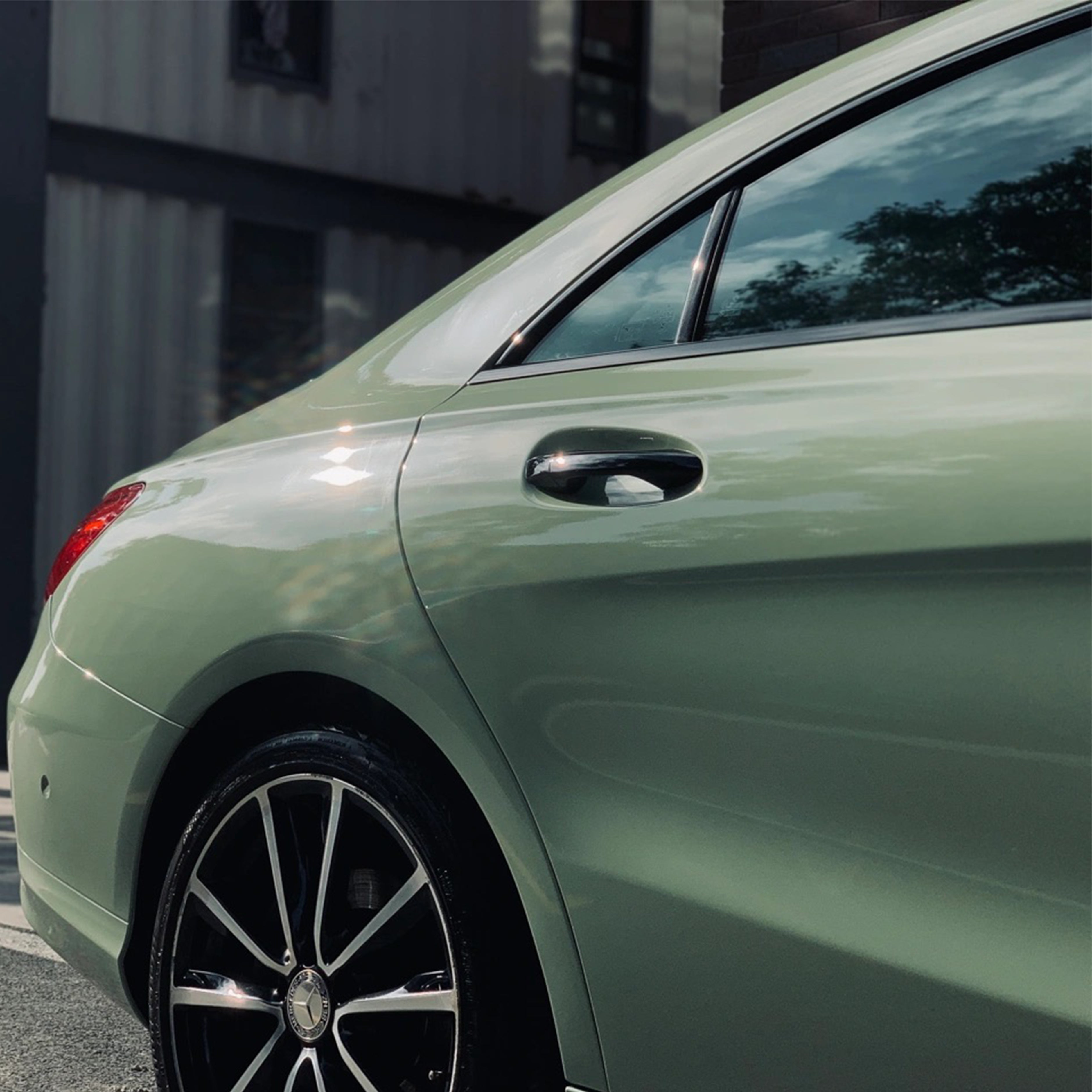 Mercedes Benz Cla 200 Khaki Green Gloss Vinyl Wrap 2023 03