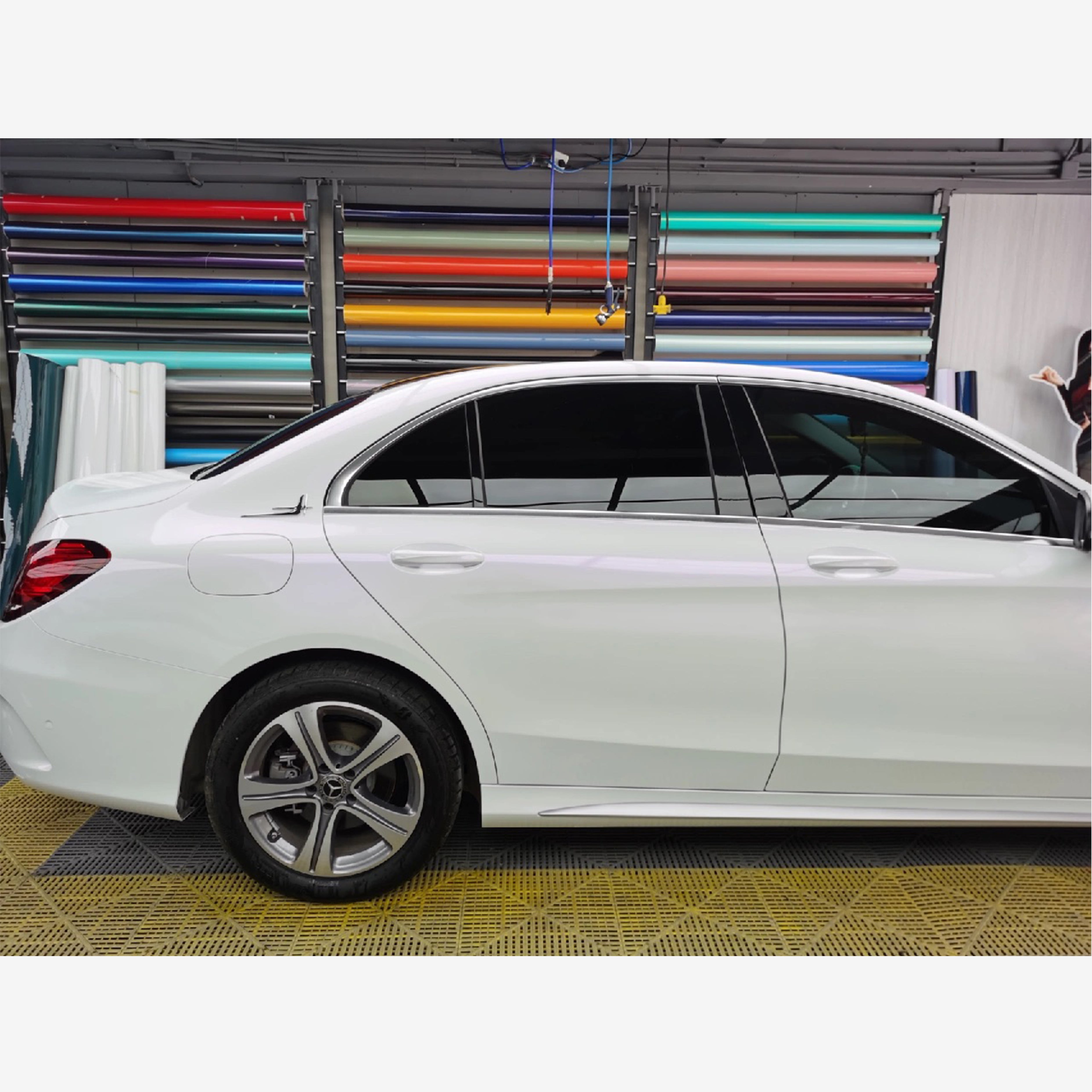 Mercedes-Benz C-Class Matte Pearl White To Purple Vinyl  03 
