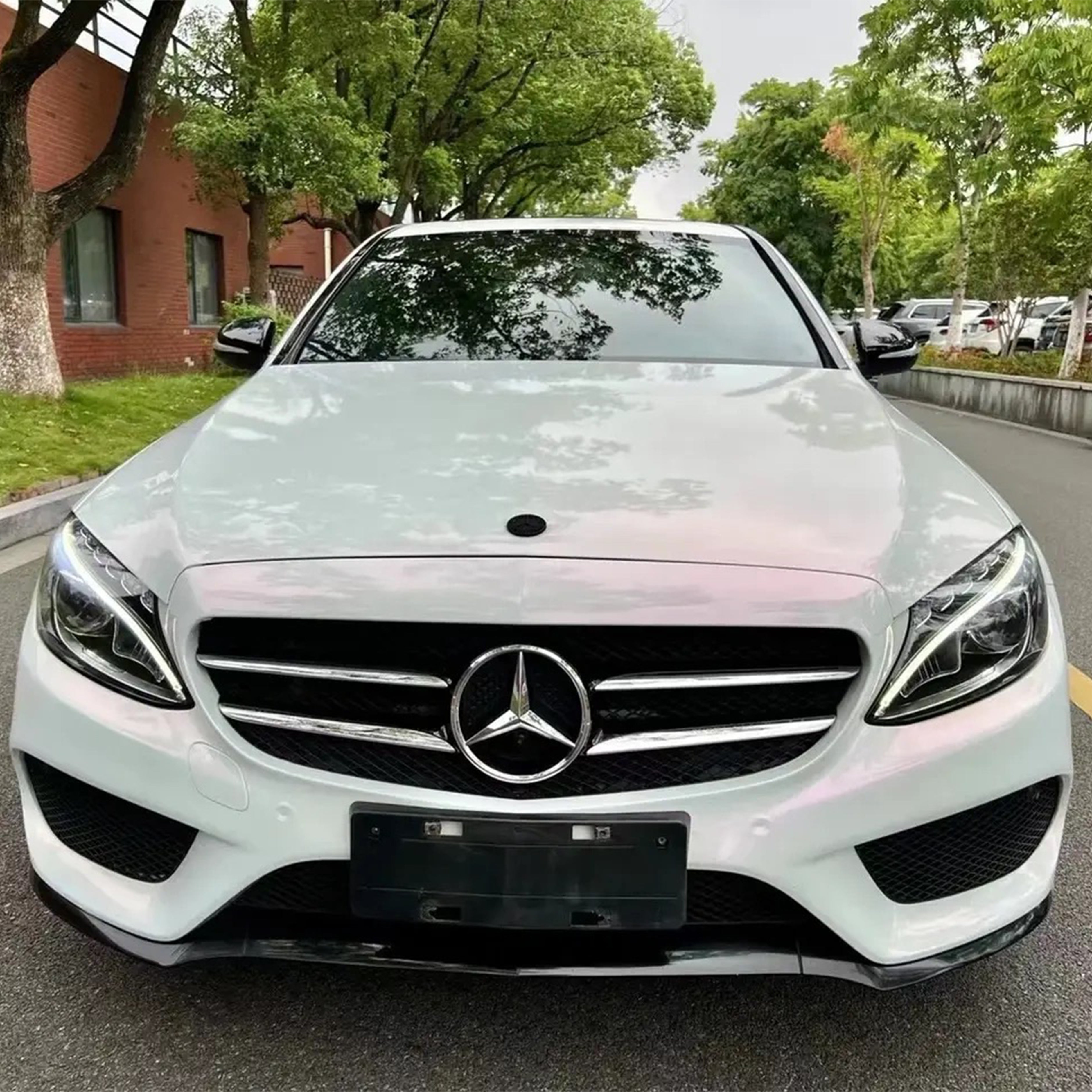 Mercedes Benz White Red Gloss Vinyl Wrap