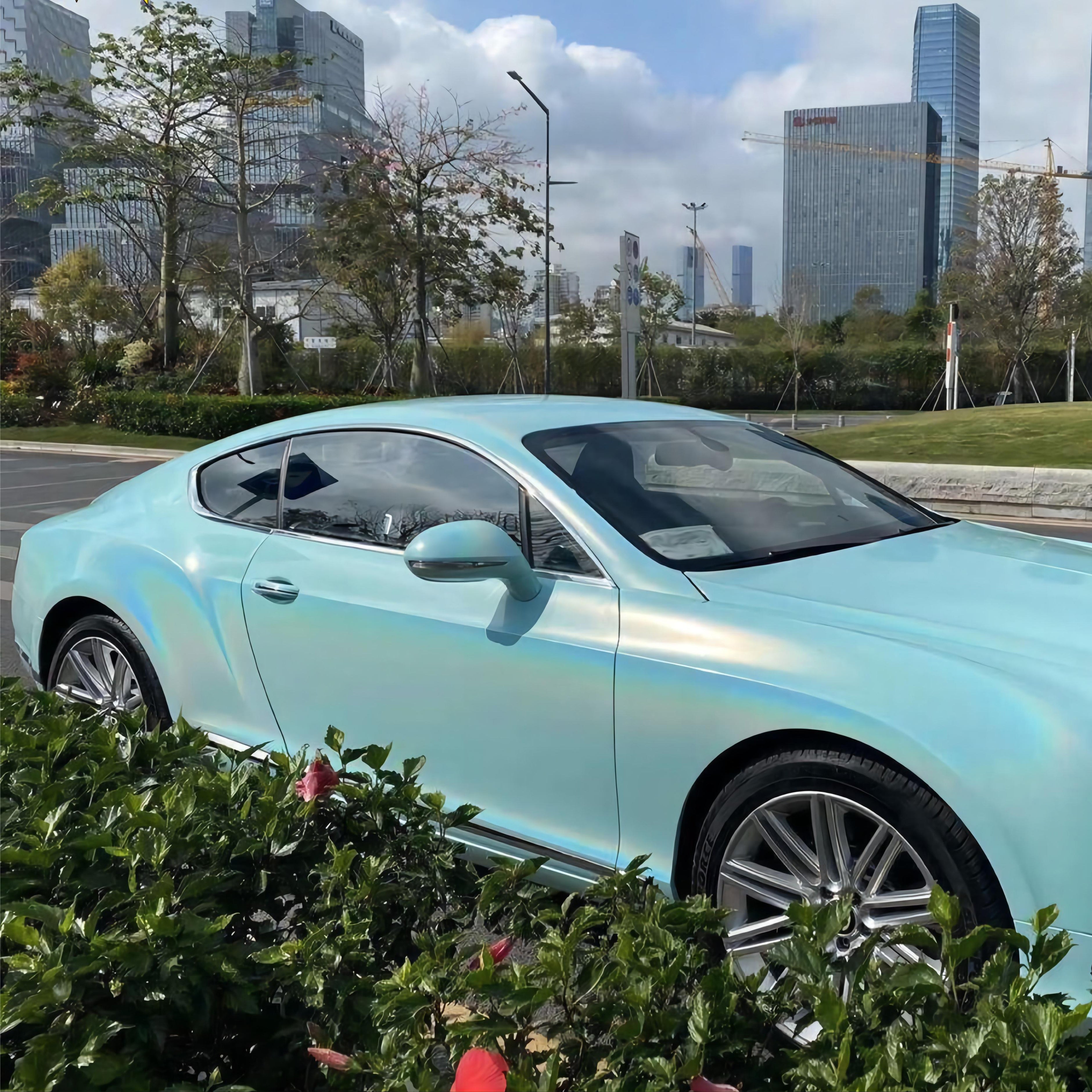 Bentley Continental GT Gloss Rainbow Metallic Tiffany Blue Vinyl Wrap 202302