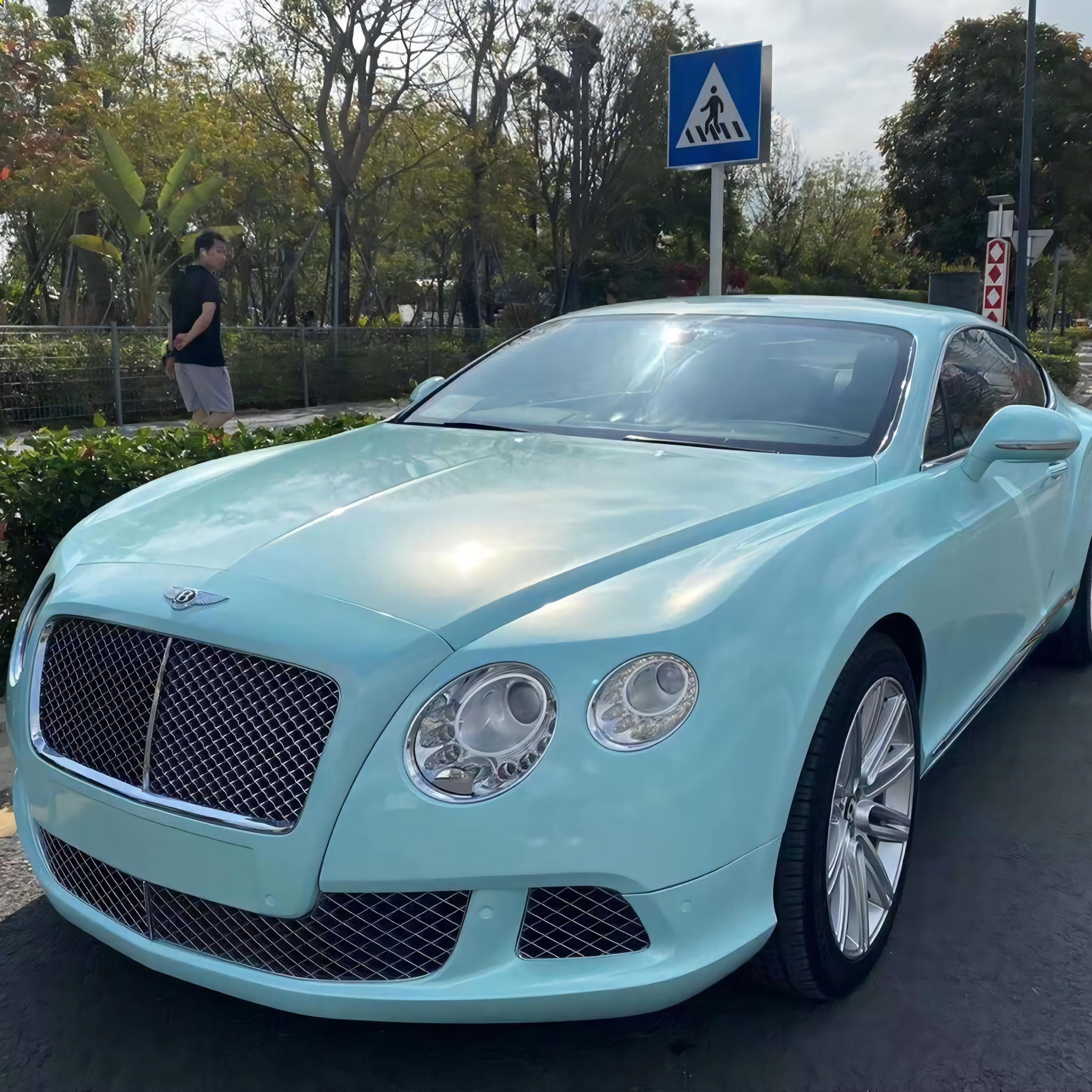 Bentley Continental GT Gloss Rainbow Metallic Tiffany Blue Vinyl Wrap 202304