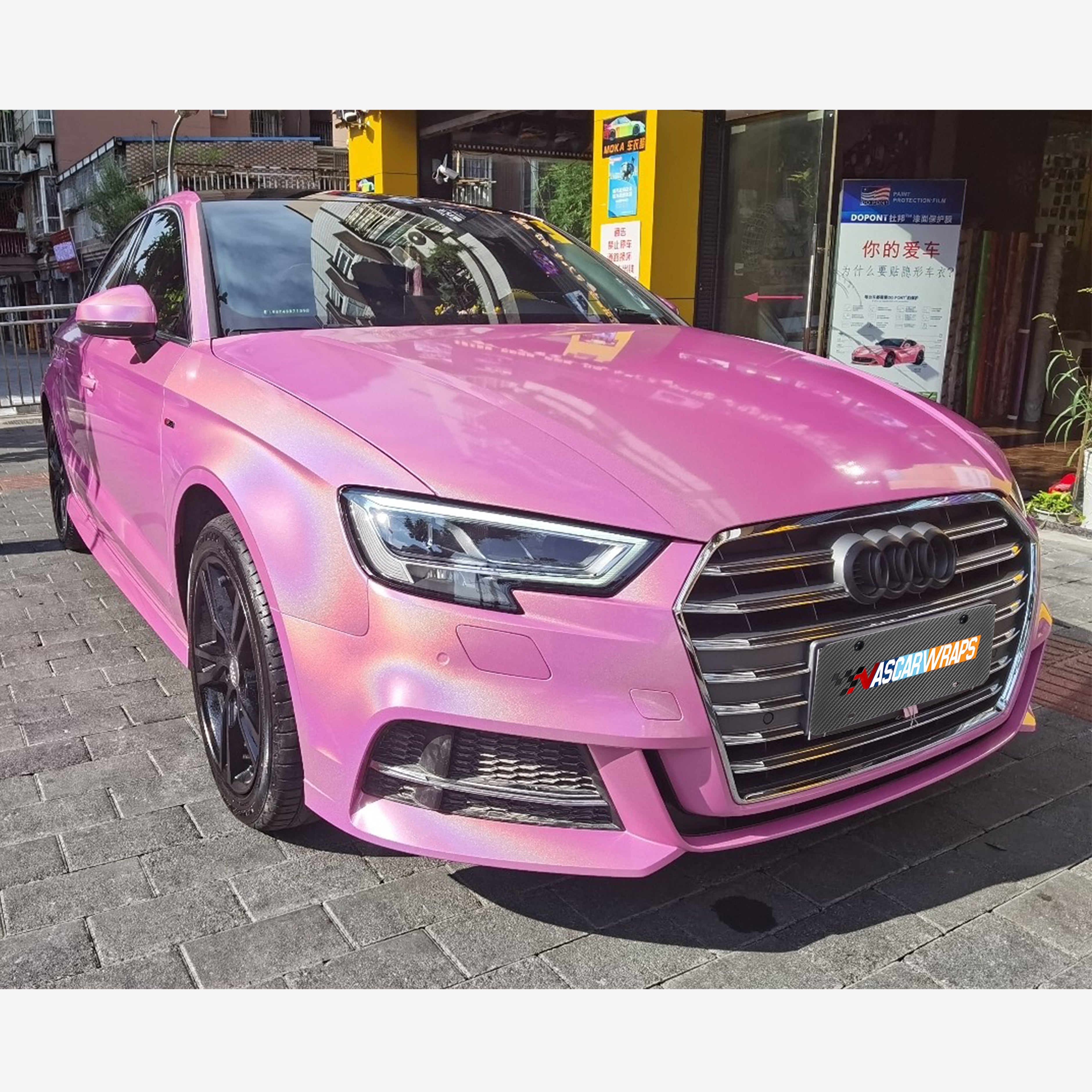 Audi A4 Rainbow Laser Chameleon Gloss Pink Wrap 202301