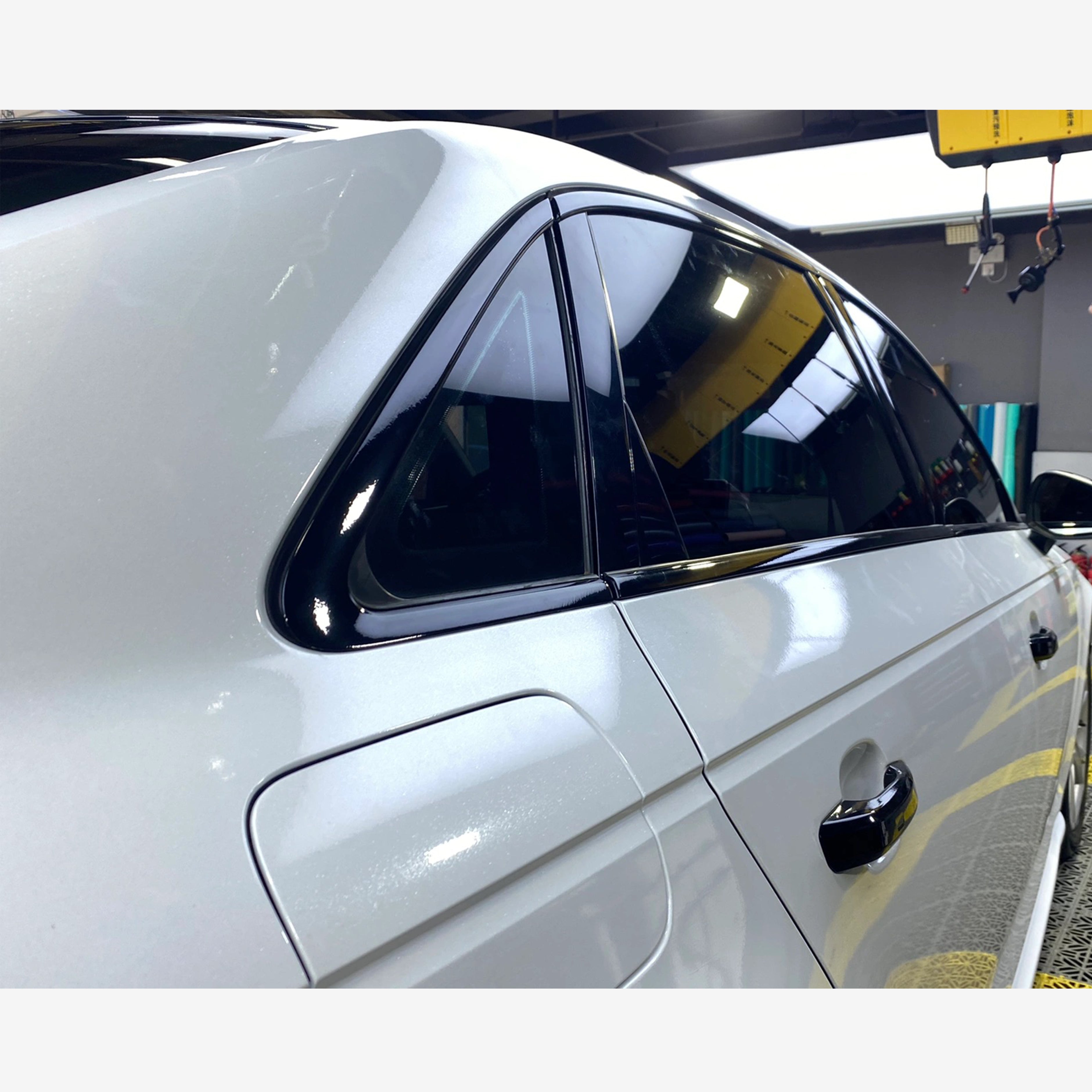 Audi A4 Gloss White Diamond Vinyl Wrap 03