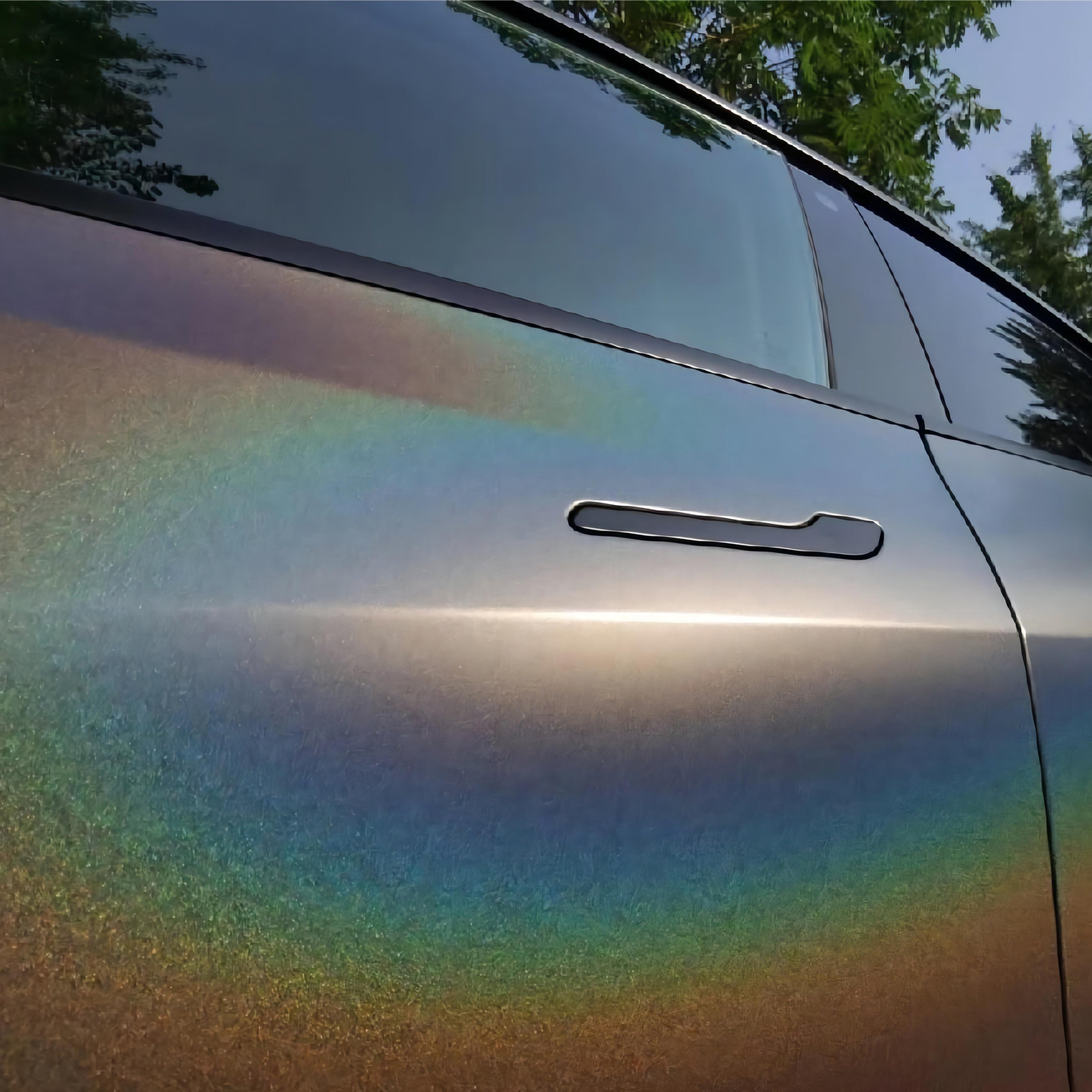 Tesla Model Y Matte Rainbow Metallic Gray Vinyl Wrap Roll 2023 02