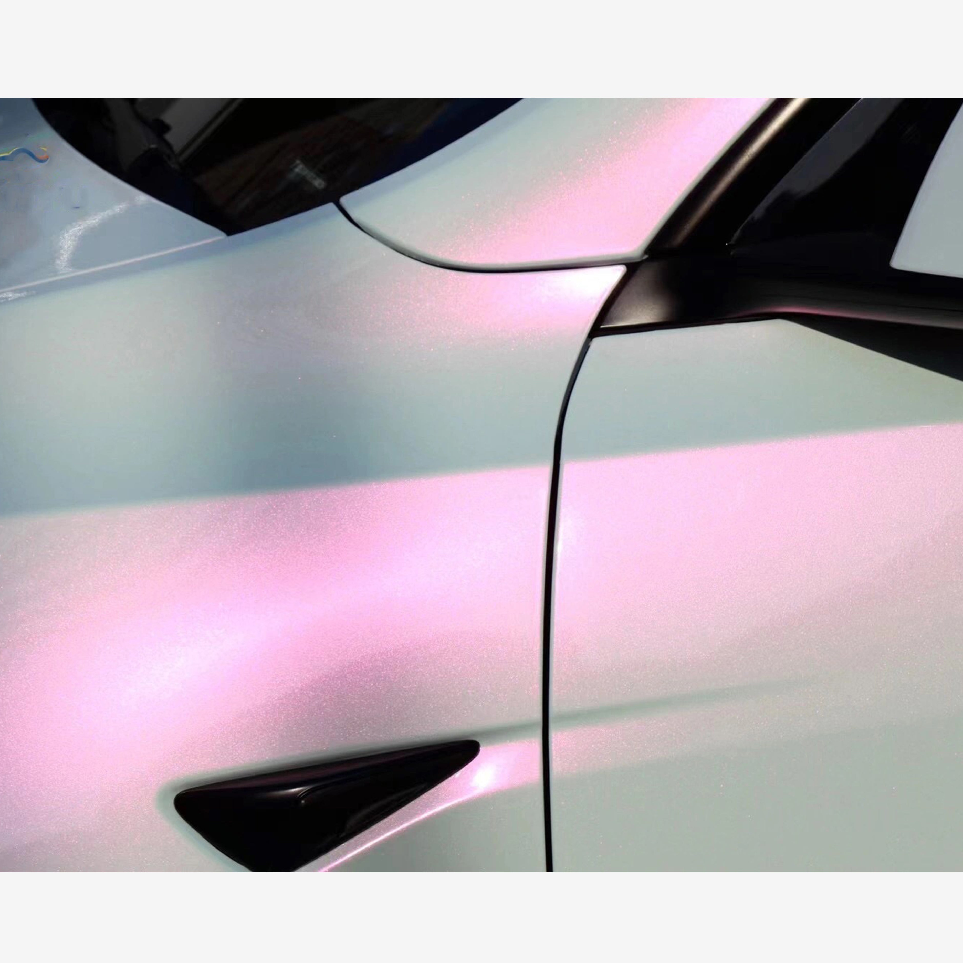 Tesla Model Y Wrap Chameleon Gloss White Pink Car Wrap 01