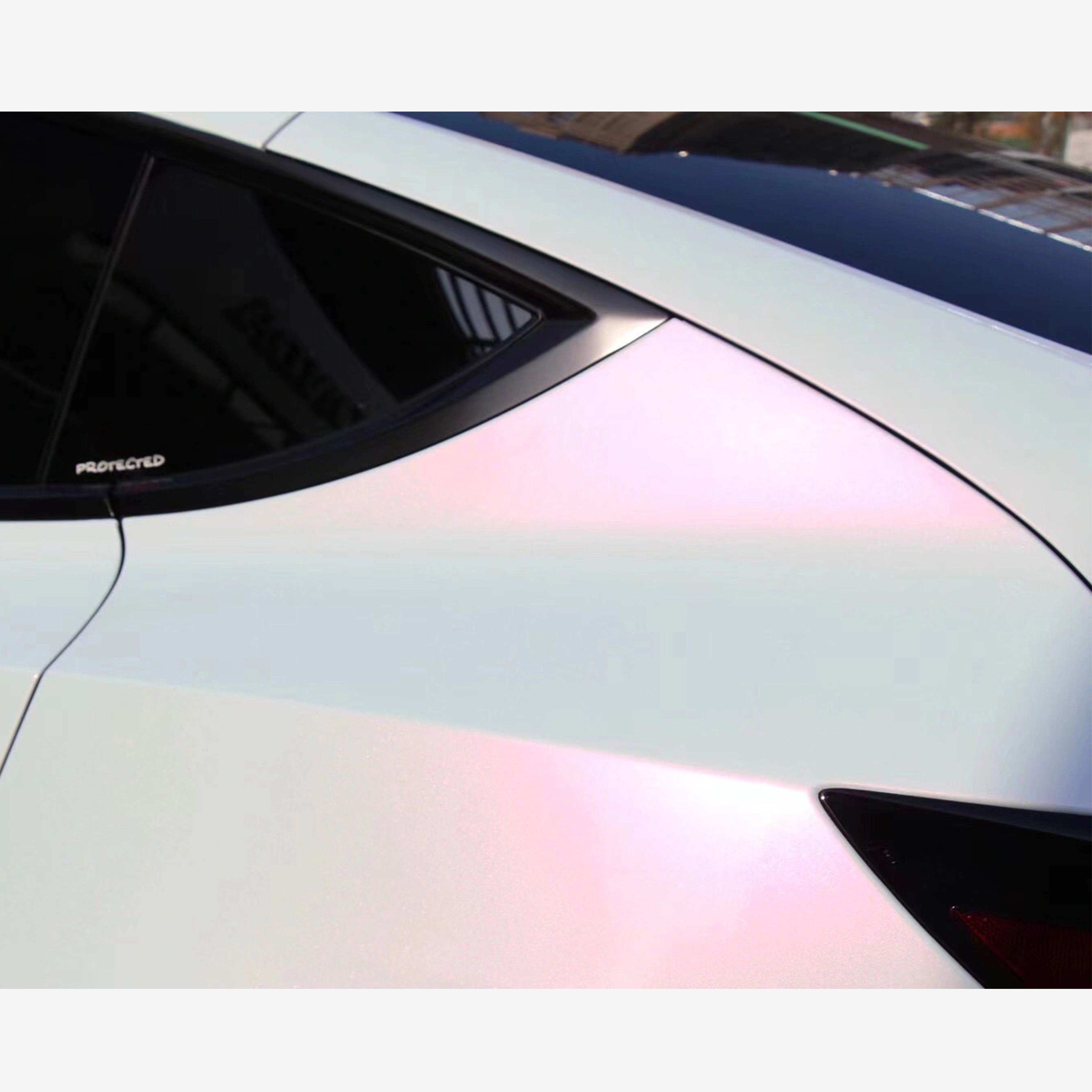 Tesla Model Y Wrap Chameleon Gloss White Pink Car Wrap 02