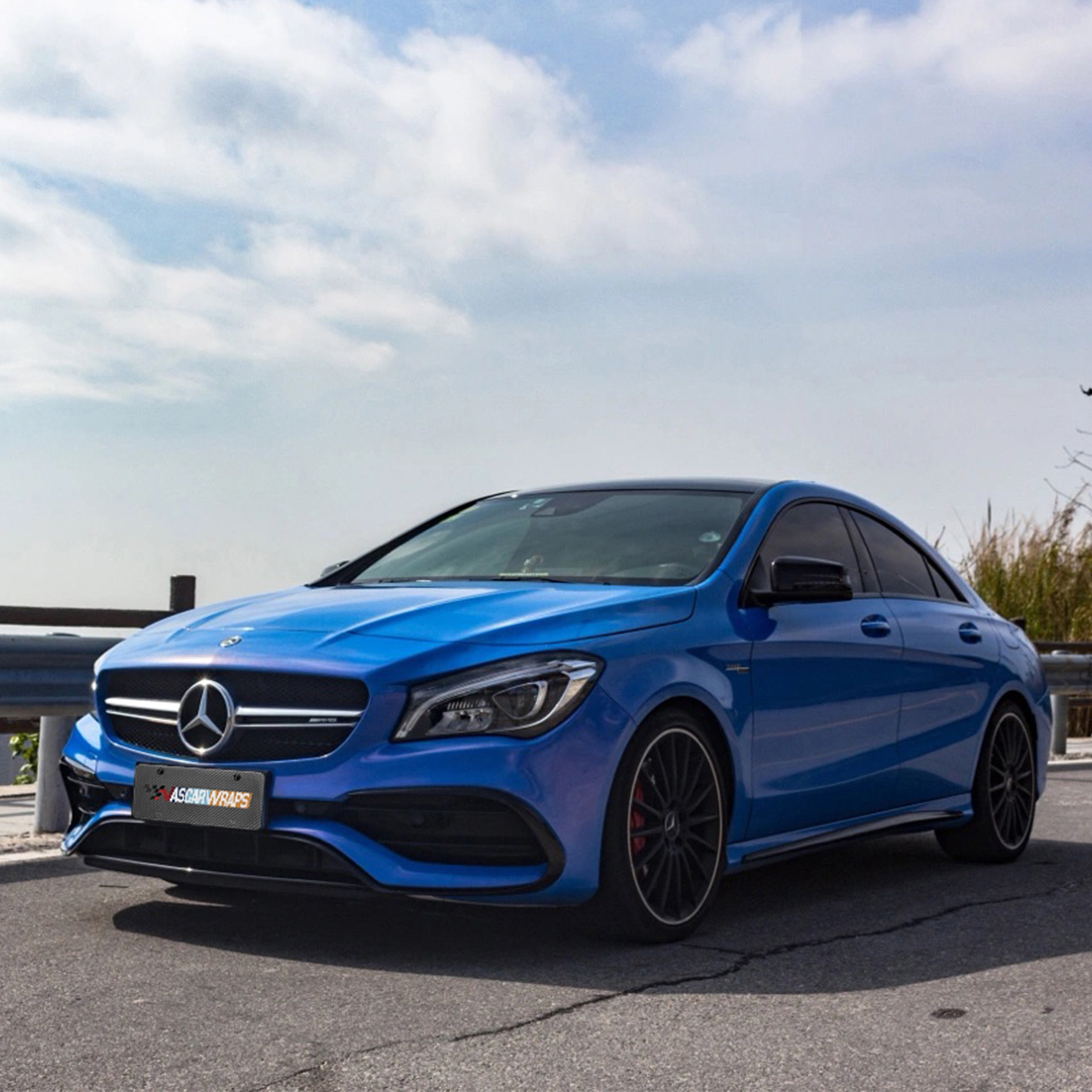 Mercedes CLA Gloss Diamond Metallic Blue Red Vinyl Wrap 2023 01