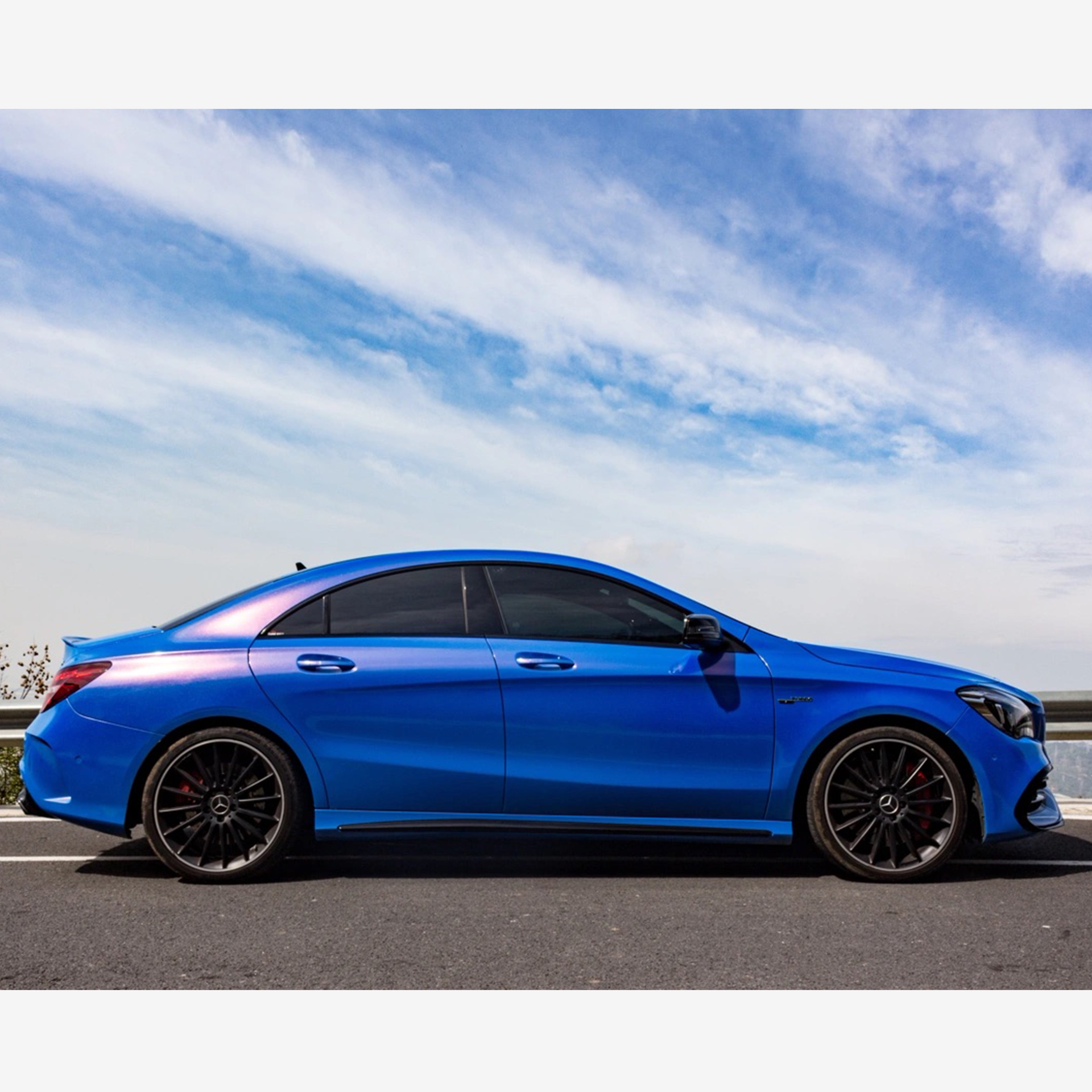 Mercedes CLA Gloss Diamond Metallic Blue Red Vinyl Wrap 2023 02