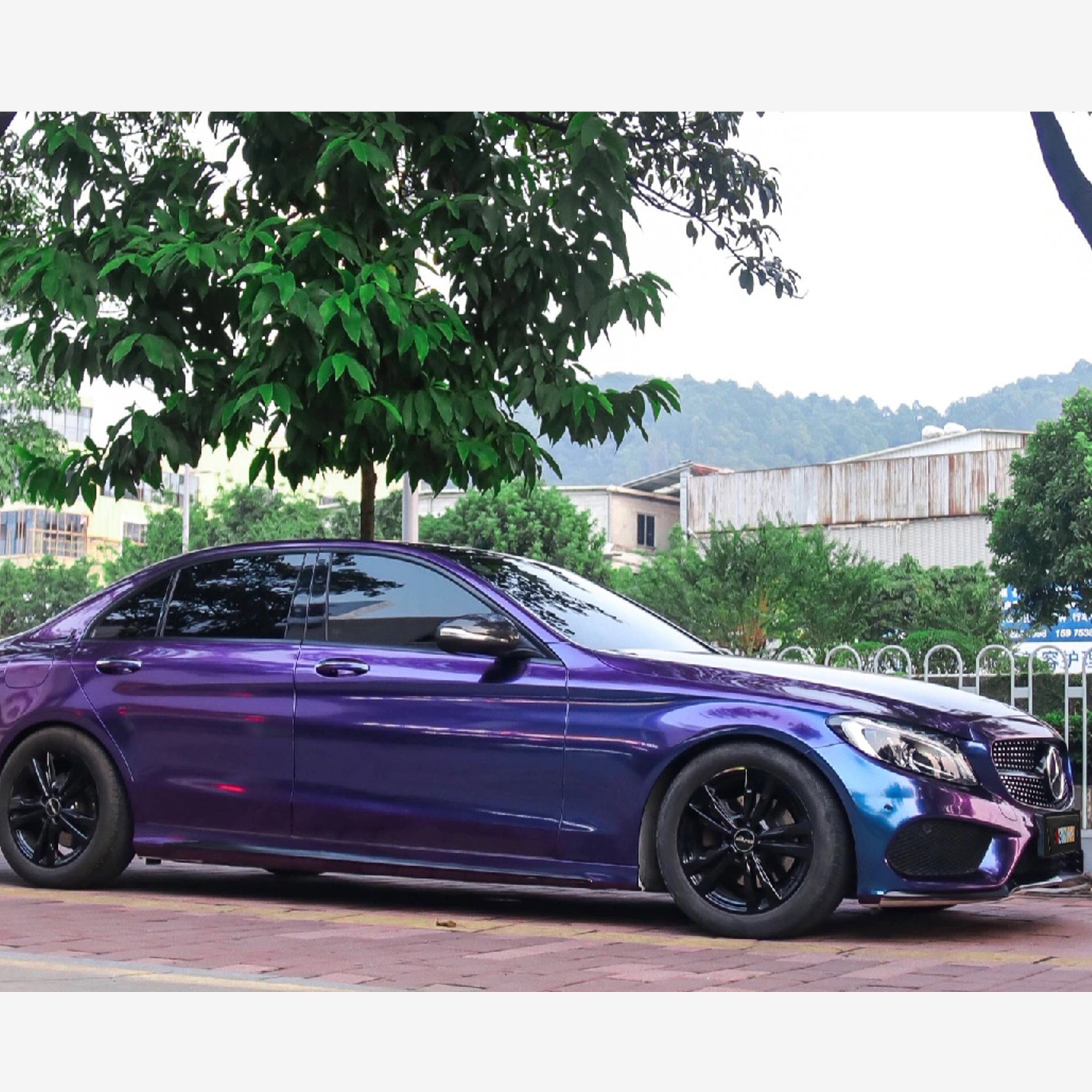 Mercedes Benz E260 Gloss Diamond Chameleon Purple Red Wrap 202302
