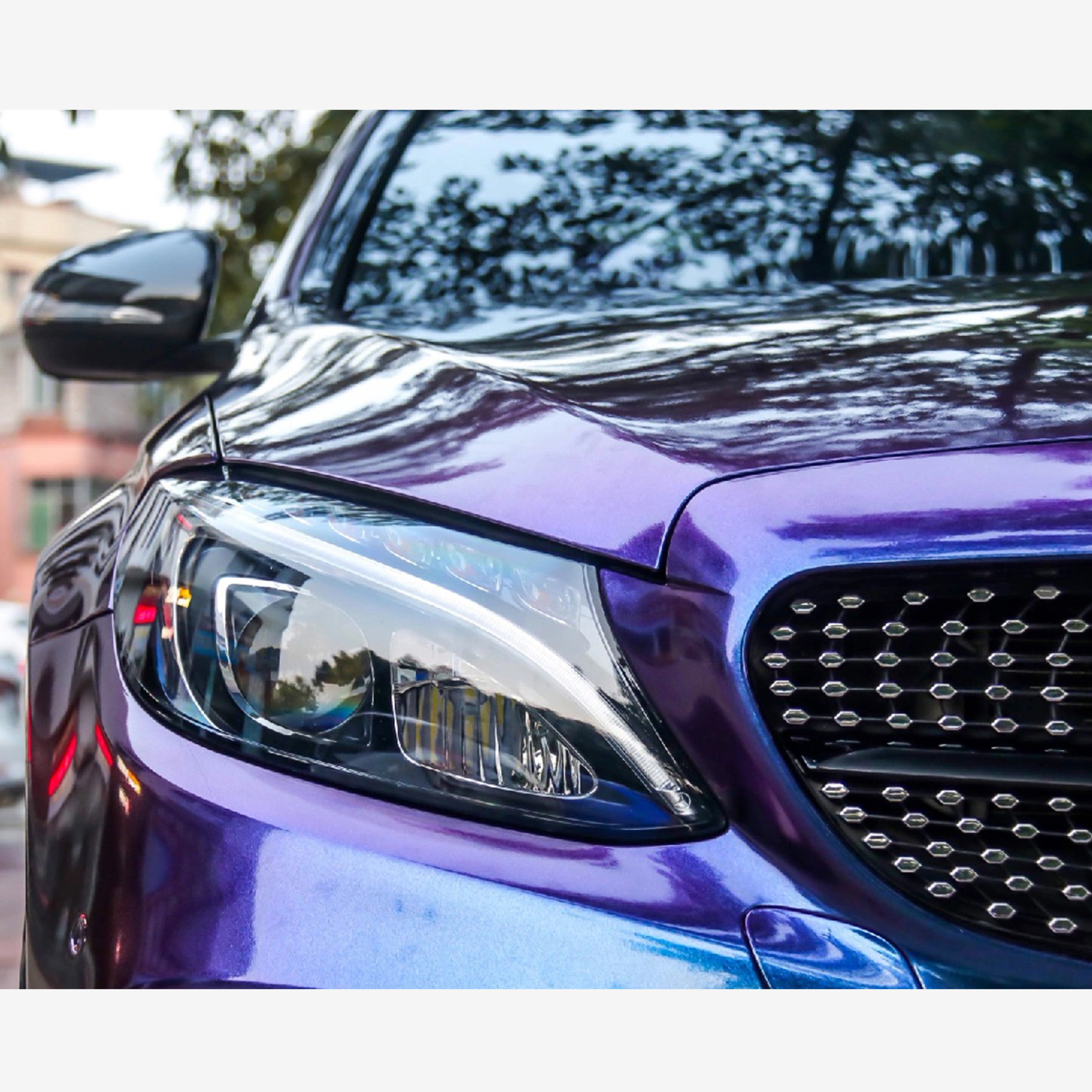 Mercedes Benz E260 Gloss Diamond Chameleon Purple Red Wrap 202303