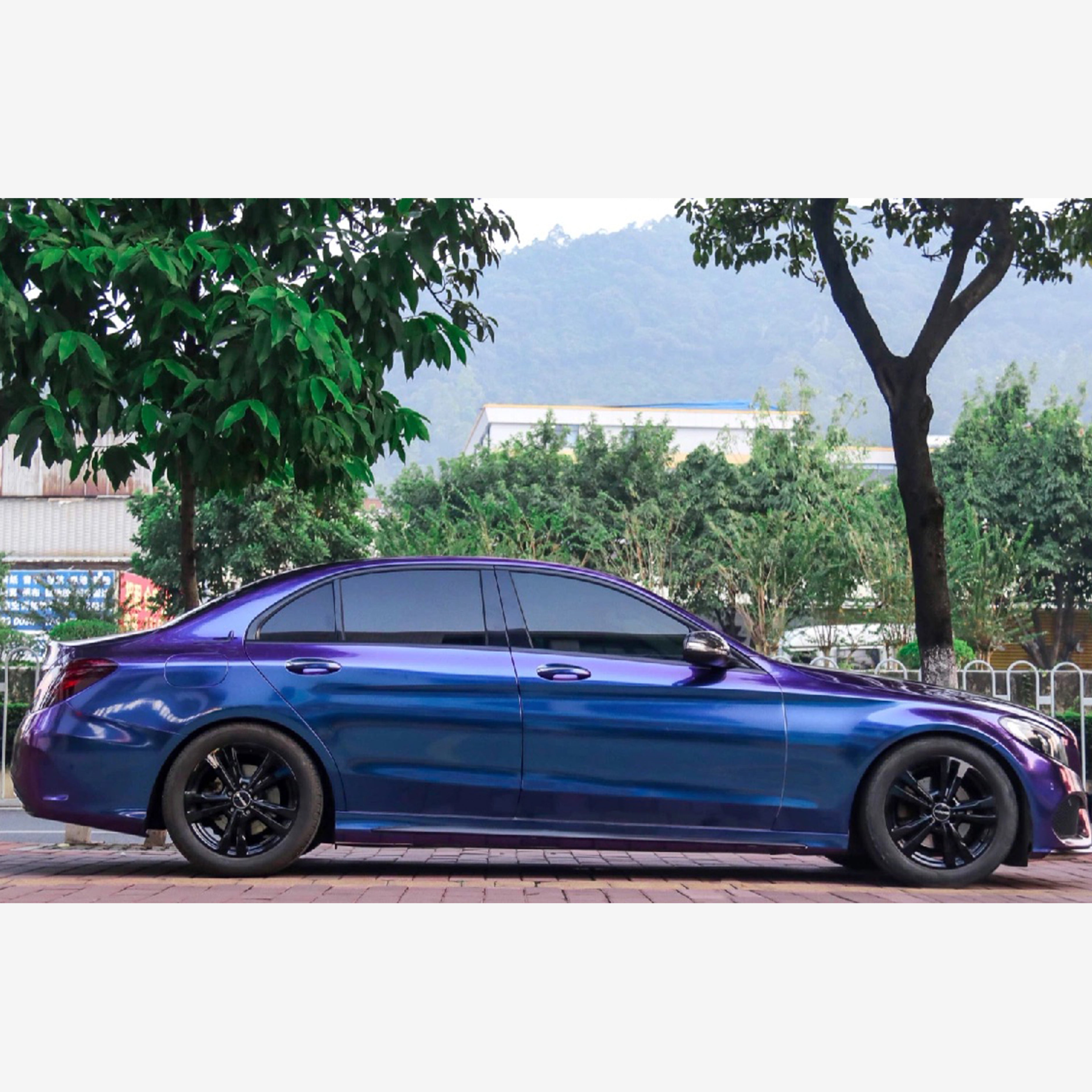 Mercedes Benz E260 Gloss Diamond Chameleon Purple Red Wrap 202305