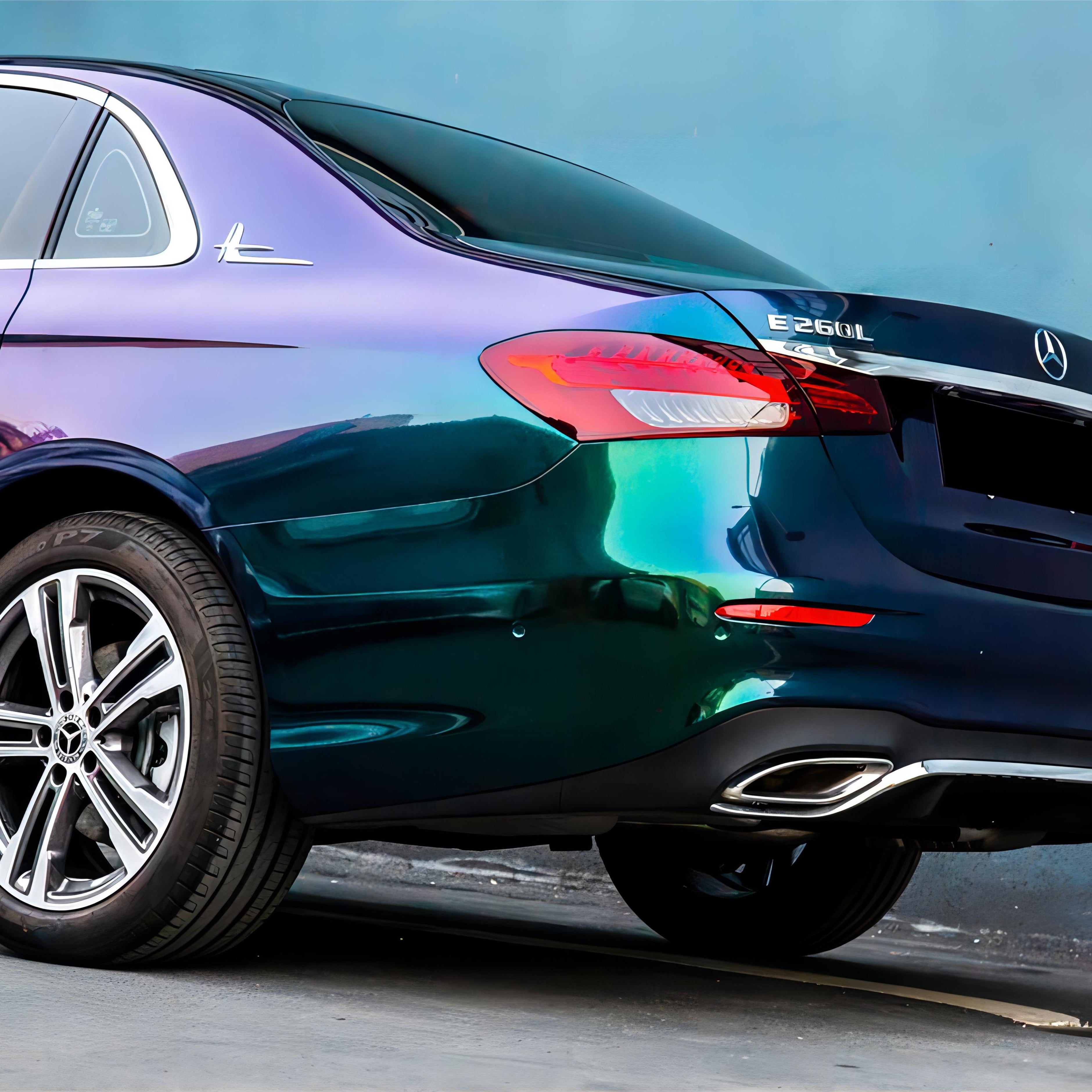 Mercedes Benz E260L Gloss Chameleon Diamond Green Purple Car Wrap 202305