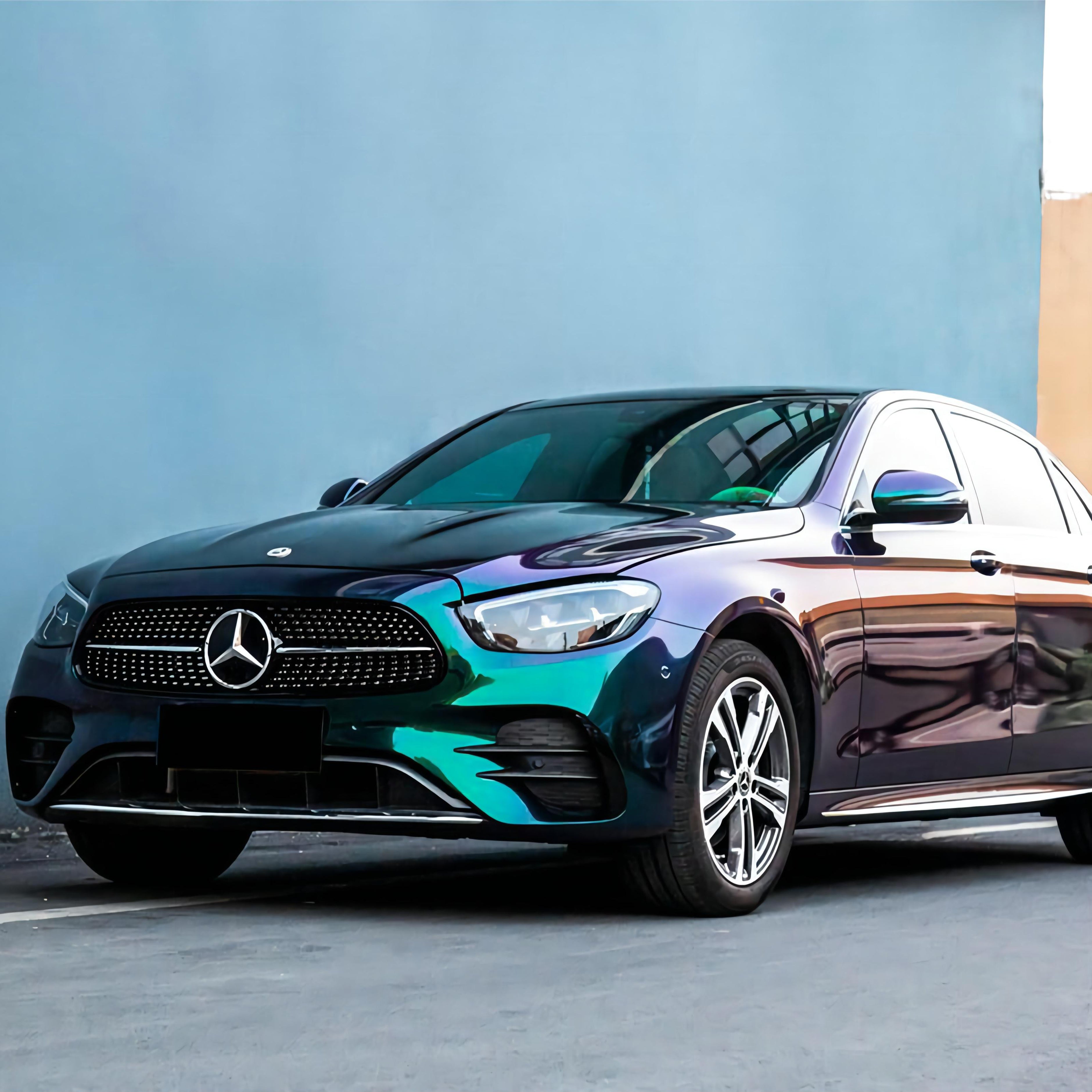 Mercedes Benz E260L Gloss Chameleon Diamond Green Purple Car Wrap 202307