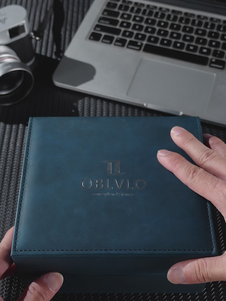 OBLVLO Men Automatic Watches Mechanical Tourbillon Luminous Stainless Steel Strap Sapphire Waterproof Calendar Week Clock CM-T