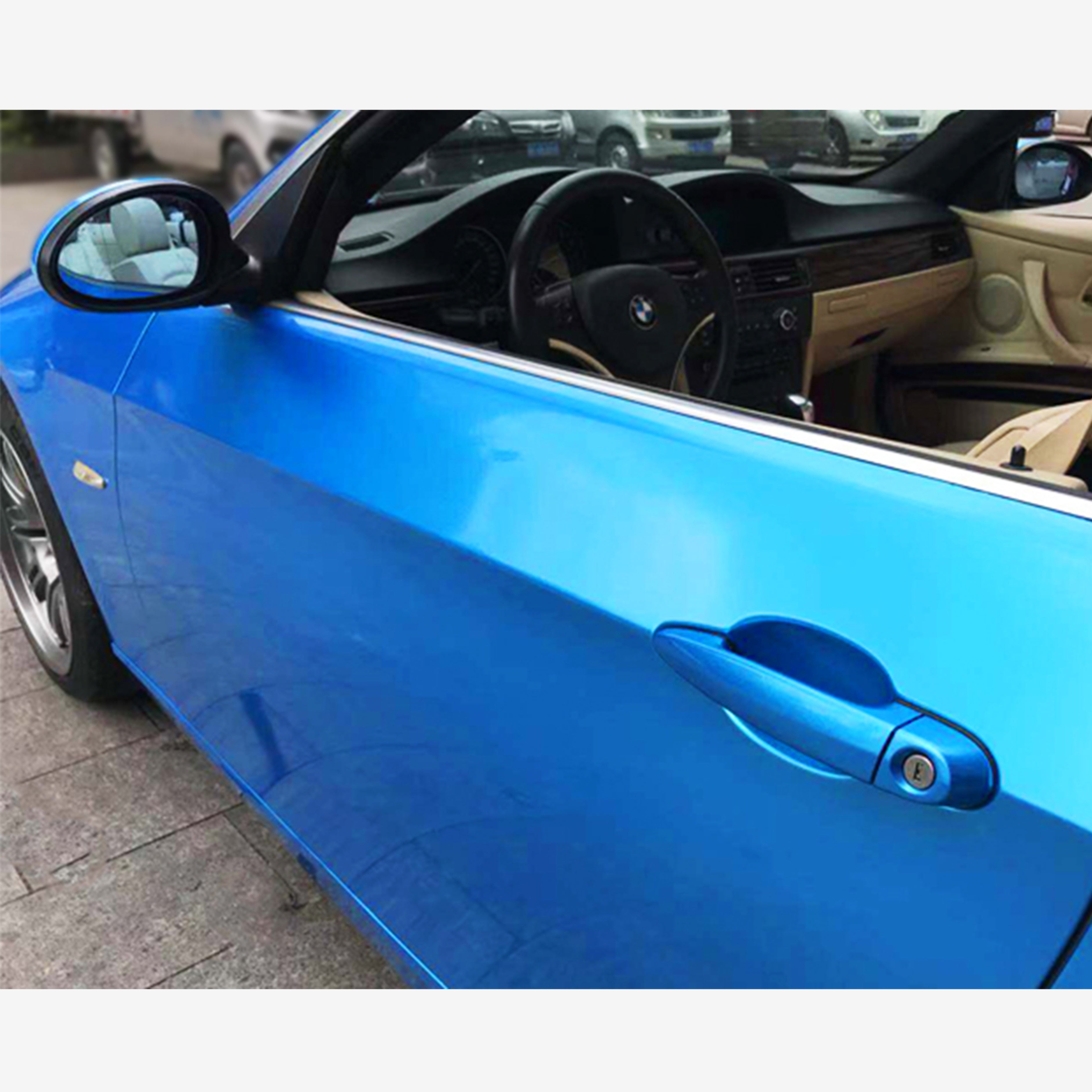 High Gloss Metallic Ocean Blue Vinyl Wrap For Sale